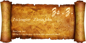 Zsingor Zinajda névjegykártya